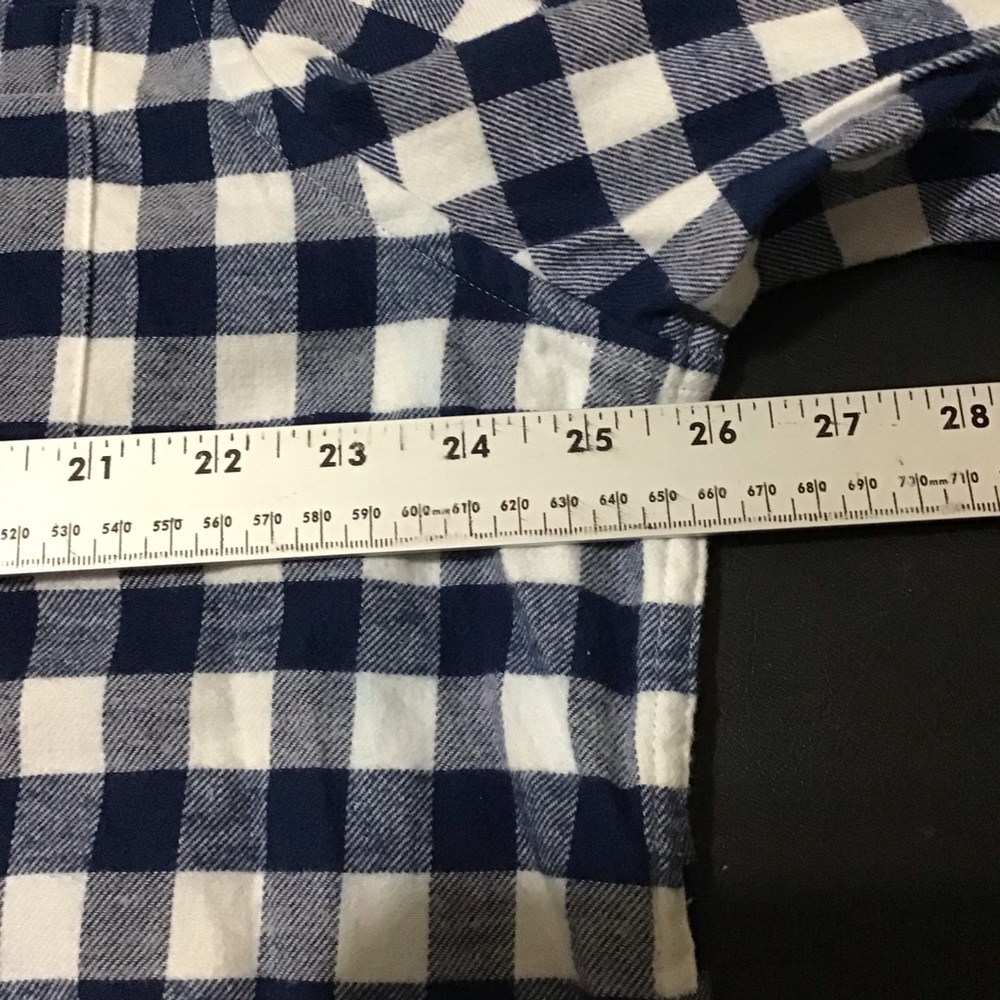 Chaps Performance Navy‎ and White Plaid Flannel Button Down Shirt XXL - Picture 5 of 8